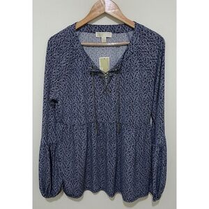 Michael Kors Navy Patterned Blouse, Size Large